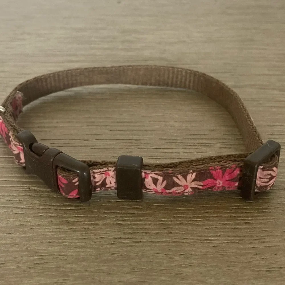 Pink Brown Floral Dog Pet Collar
